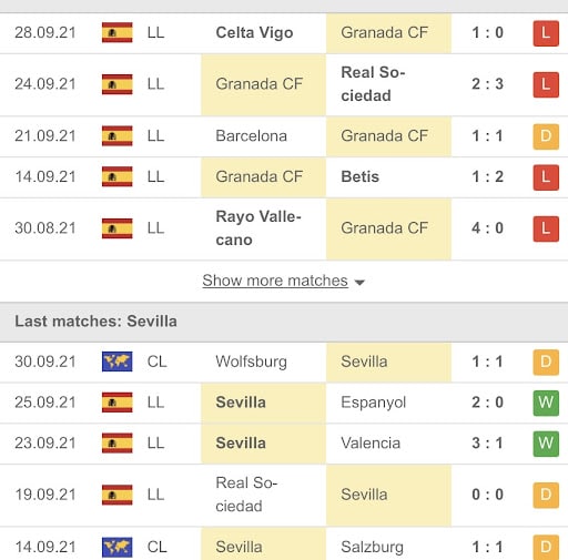 Granada vs Sevilla